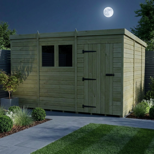 11 x 10 Pent Shed Tanalised (Single Door, With Windows) 2