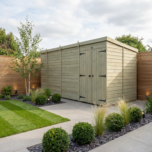 15 x 8 Pent Shed Tanalised (Double Door, No Windows)