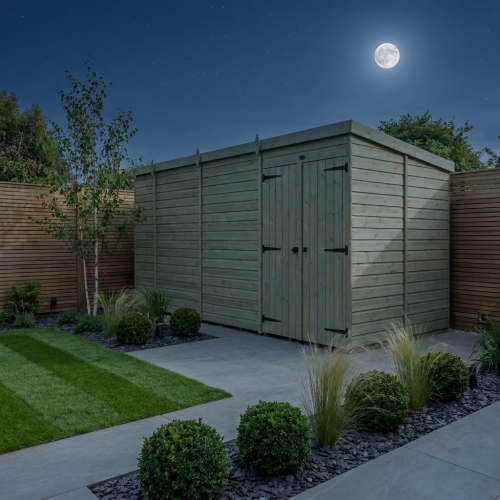 15 x 8 Pent Shed Tanalised (Double Door, No Windows) 2