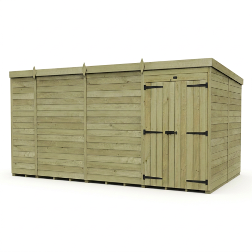 15 x 8 Pent Shed Tanalised (Double Door, No Windows) 1