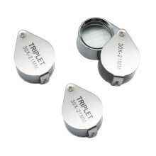 Luz de Bolsillo Plegable Triple de 21 mm para Joyeros, Lupa de 30 Aumentos, Lupa de Joyería de Visión Amplia de 30 Aumentos