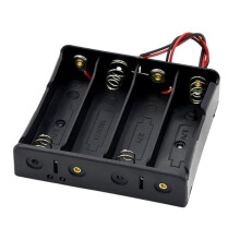 4 Slot 18650 Battery Holder with Wire Lead Black 18650 Battery Storage Box Case for 18650 3.7V Battery