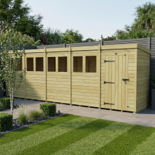 20 x 4 Pent Shed Tanalised (Single Door, With Windows)