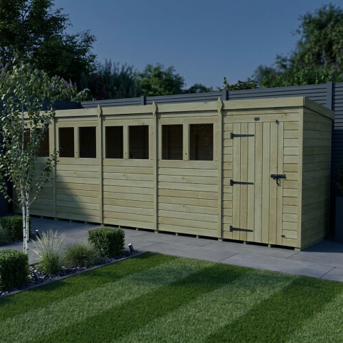 20 x 4 Pent Shed Tanalised (Single Door, With Windows) 2