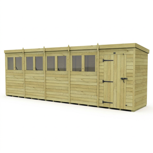 20 x 4 Pent Shed Tanalised (Single Door, With Windows) 1