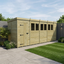 18 x 5 Pent Shed Tanalised (Single Door, With Windows)