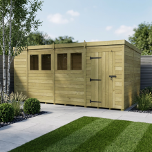 14 x 8 Pent Shed Tanalised (Single Door, With Windows)