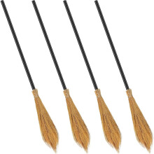 4 Pieces Halloween Witch Broom Plastic Witch Broomstick Cosplay Broom Props Wizard Flying Stick Halloween Plastic Broom