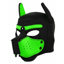 Neoprene Puppy Dog Hood Mask Adjustable Roleplay Cosplay Costume Black Green