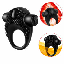 Silicone Cock Ring with Vibrating Bullet Textured Male Enhancement Adult Toy