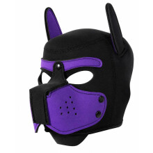 Neoprene Puppy Dog Hood Mask Adjustable Roleplay Cosplay Costume Black Purple