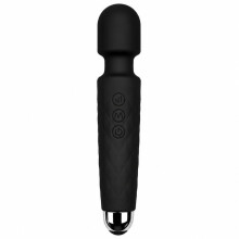 Rechargeable Wand Massager 20 Vibration Modes USB Waterproof Body-Safe Silicone Black