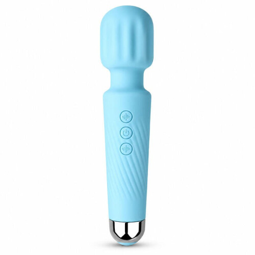 10 Mode Rechargeable Wand Massager Waterproof Silicone Deep Tissue Massage Blue