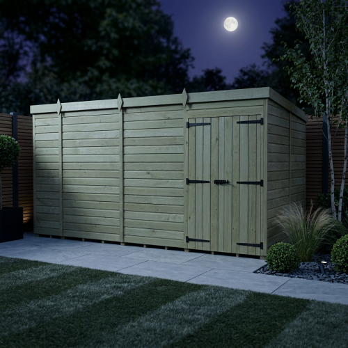 14 x 7 Pent Shed Tanalised (Double Door, No Windows) 2