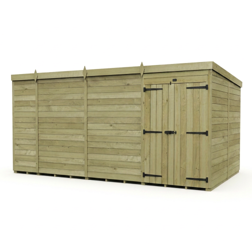 14 x 7 Pent Shed Tanalised (Double Door, No Windows) 1