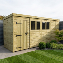17 x 5 Pent Shed Tanalised (Single Door, With Windows)