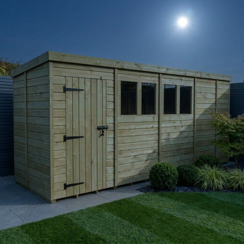 17 x 5 Pent Shed Tanalised (Single Door, With Windows) 2