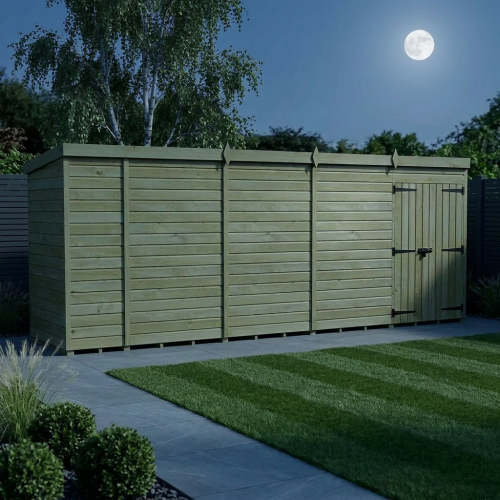 17 x 4 Pent Shed Tanalised (Double Door, No Windows) 2