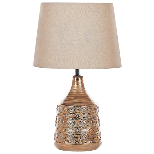 Beliani Table Lamp WARI Ceramic Golden Brown
