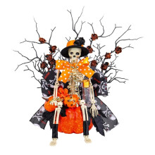 Halloween Skeleton Pumpkin Statue Halloween Horror Decoration Resin Sculpture Figurine Figure Sculpture for Retail Porch