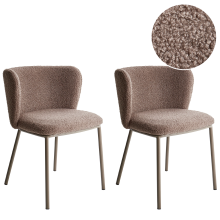 Set of 2 Dining Chairs MINA II Boucle Light Brown