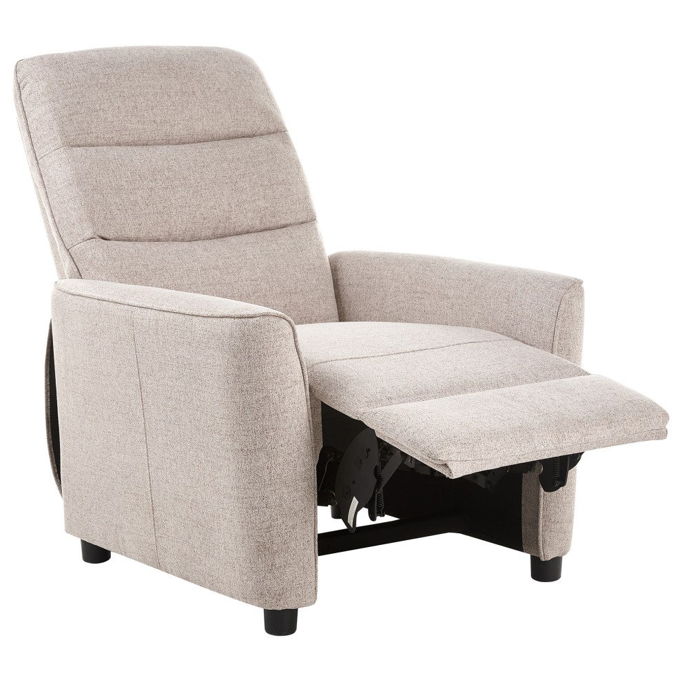 Beliani Recliner Chair Sande With Footrest Fabric Beige