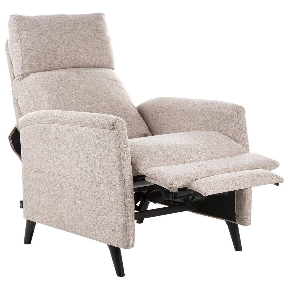 Beliani Recliner Chair Selvik With Footrest Fabric Beige