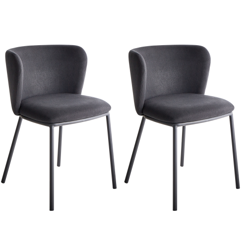 Beliani Set of 2 Dining Chairs MINA Fabric Black