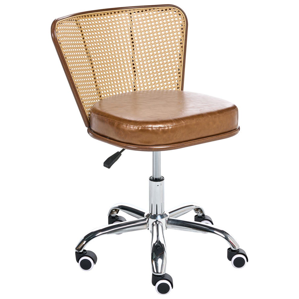 Beliani Desk Chair Roswell Faux Leather Brown