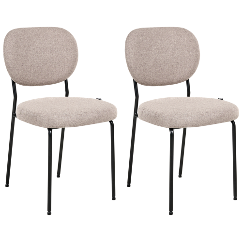 Beliani Set of 2 Dining Chairs LOLETA Fabric Light Brown