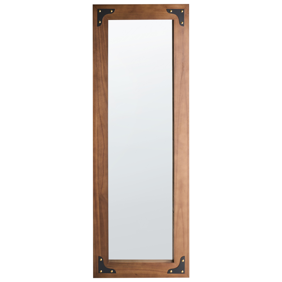 Beliani Wall Mirror Blosville 58 Cm 164 Cm Fir Wood Brown