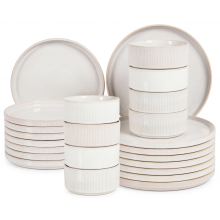 Set of 24 Dinnerware SPIKENARD Stoneware Off-White