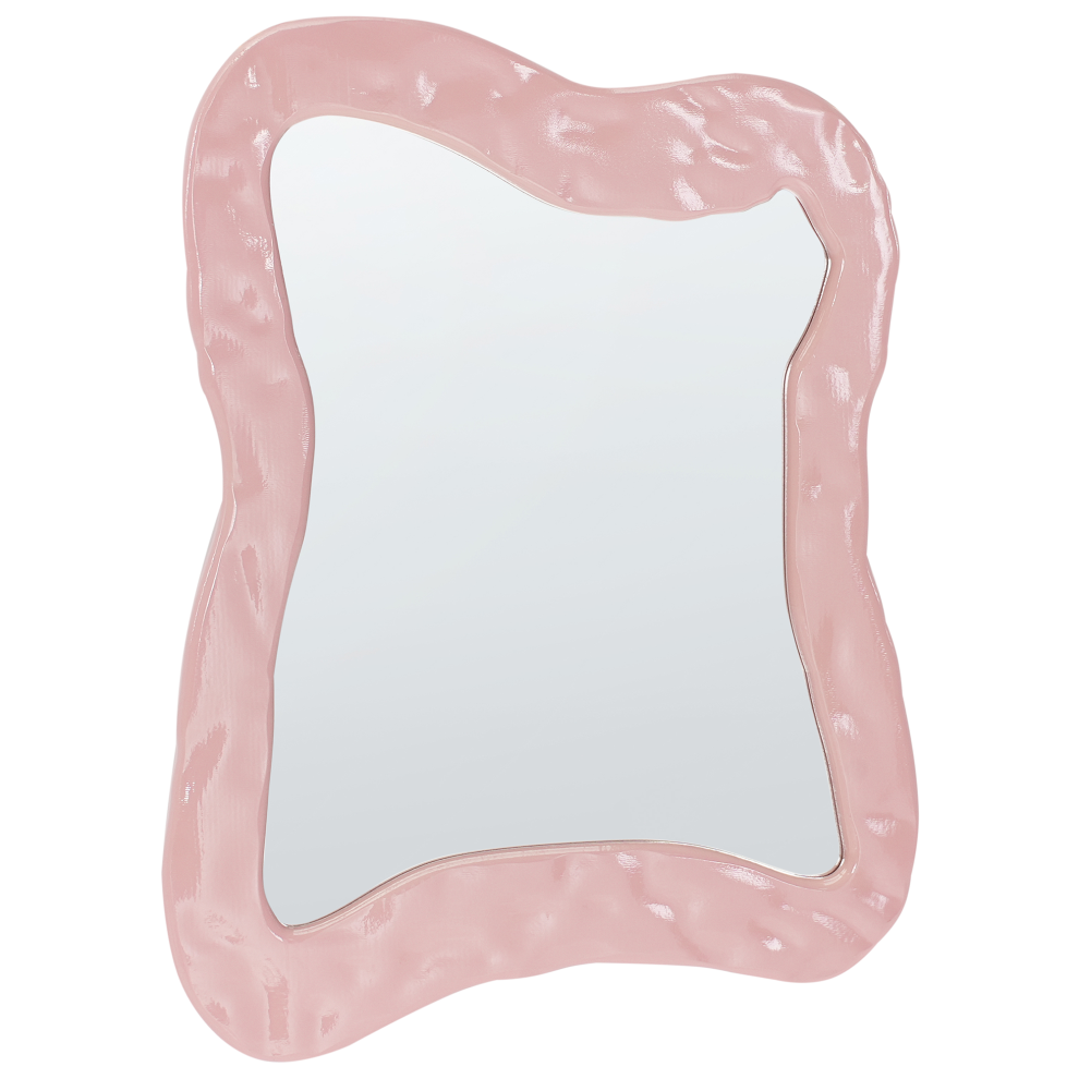 Beliani Wall Mirror Pencran 60 Cm 80 Cm Pink