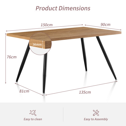 (Oak) 1.5M Wooden Dining Table 4-6 People Kitchen Tables 1