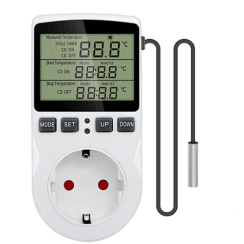 Intelligent Digital Temperature Controller EU  Socket 16(2)A 230V- Max.3680W LCD Display
