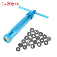 (Blue)Stainless Steel Extruder 20 Shapes Fondant Cake Pottery Oil Clay Diy Tools Craft
