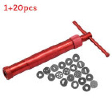 (Red)Stainless Steel Extruder 20 Shapes Fondant Cake Pottery Oil Clay Diy Tools Craft