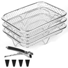 Grids for Hot Air Fryer,3 Layer Stackable Air Fryer Shelf,304 Stainless Steel,for Oven,Airfryer Accessories, Rectangular
