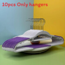 (StripePurple)Big White Plastic Hanger With Wide Shoulders And Nonslip Surface For Organizing Home