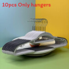 (SolidGray)Big White Plastic Hanger With Wide Shoulders And Nonslip Surface For Organizing Home