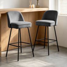 (GREY, 2pcs) Spring Cushion Padded Bar Stool with Thick 12cm Seat Premium