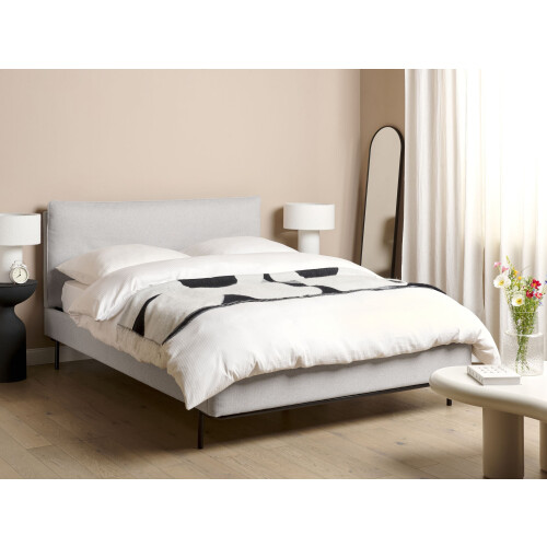 Beliani Bed Fabric CORIO 140 x 200 cm (EU Double) Light Grey 1