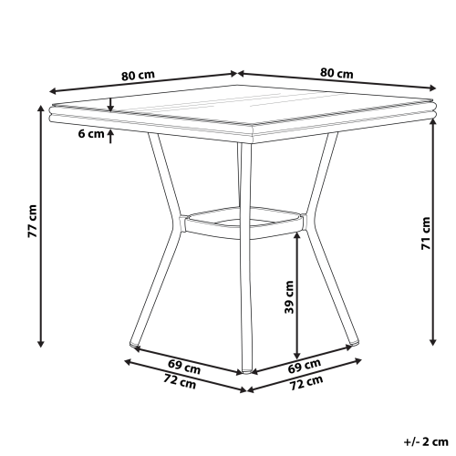 Beliani Bistro Table CASPRI 80 cm 80 cm PE Rattan Blue/ White 2