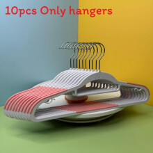 (SolidPink)Big White Plastic Hanger With Wide Shoulders And Nonslip Surface For Organizing Home