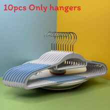 (StripeBlue)Big White Plastic Hanger With Wide Shoulders And Nonslip Surface For Home Organizing