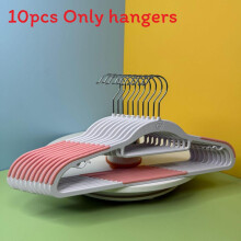 (StripePink)Big White Plastic Hanger With Wide Shoulders And Nonslip Surface For Home Organizing