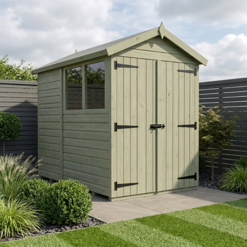 4 x 6 Apex Shed Tanalised (Double Door, With Windows)