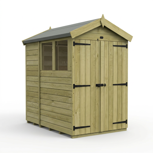 4 x 6 Apex Shed Tanalised (Double Door, With Windows) 1