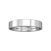 Jewelco London 9ct White Gold - 4mm Essential Flat-Court Band Commitment / Wedding Ring - RNR02541