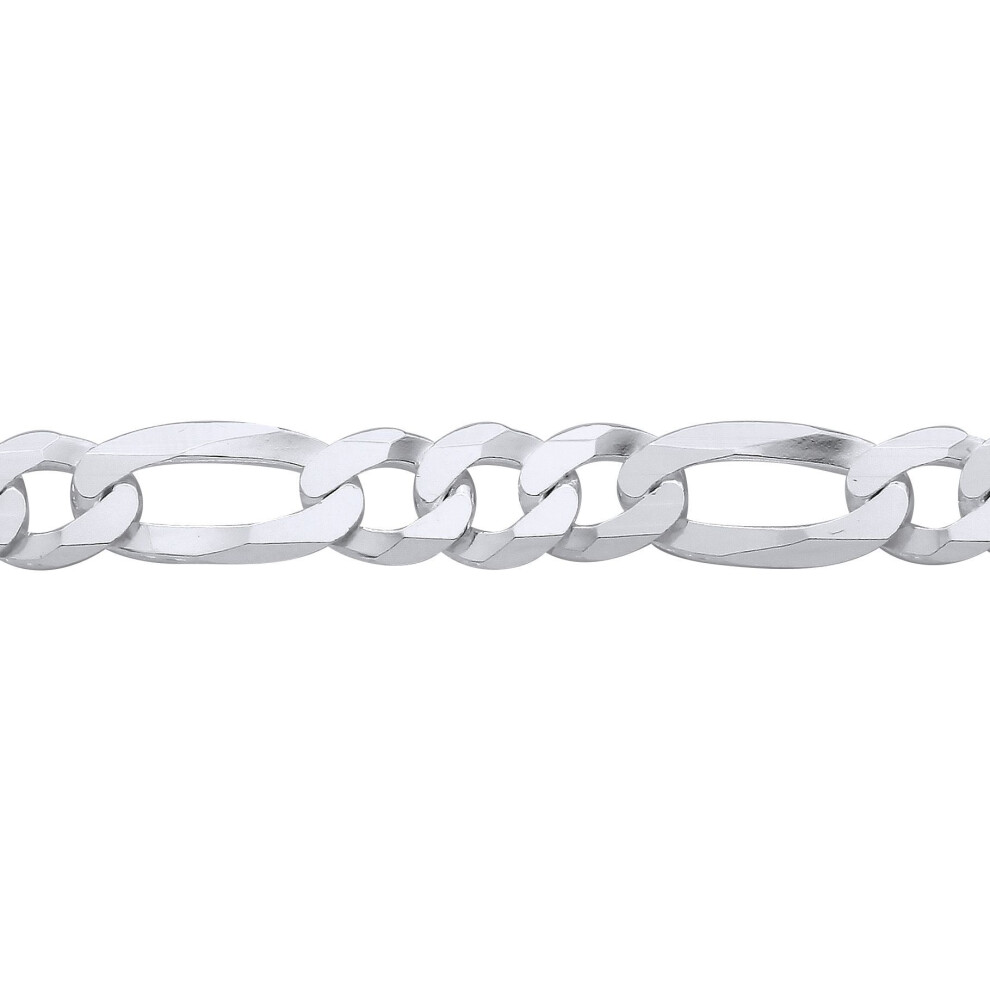 Jewelco London (22) Rhodium Plated Sterling Silver Traditional Diamond-Cut Figaro Figaro Chain Necklace - Gvch66